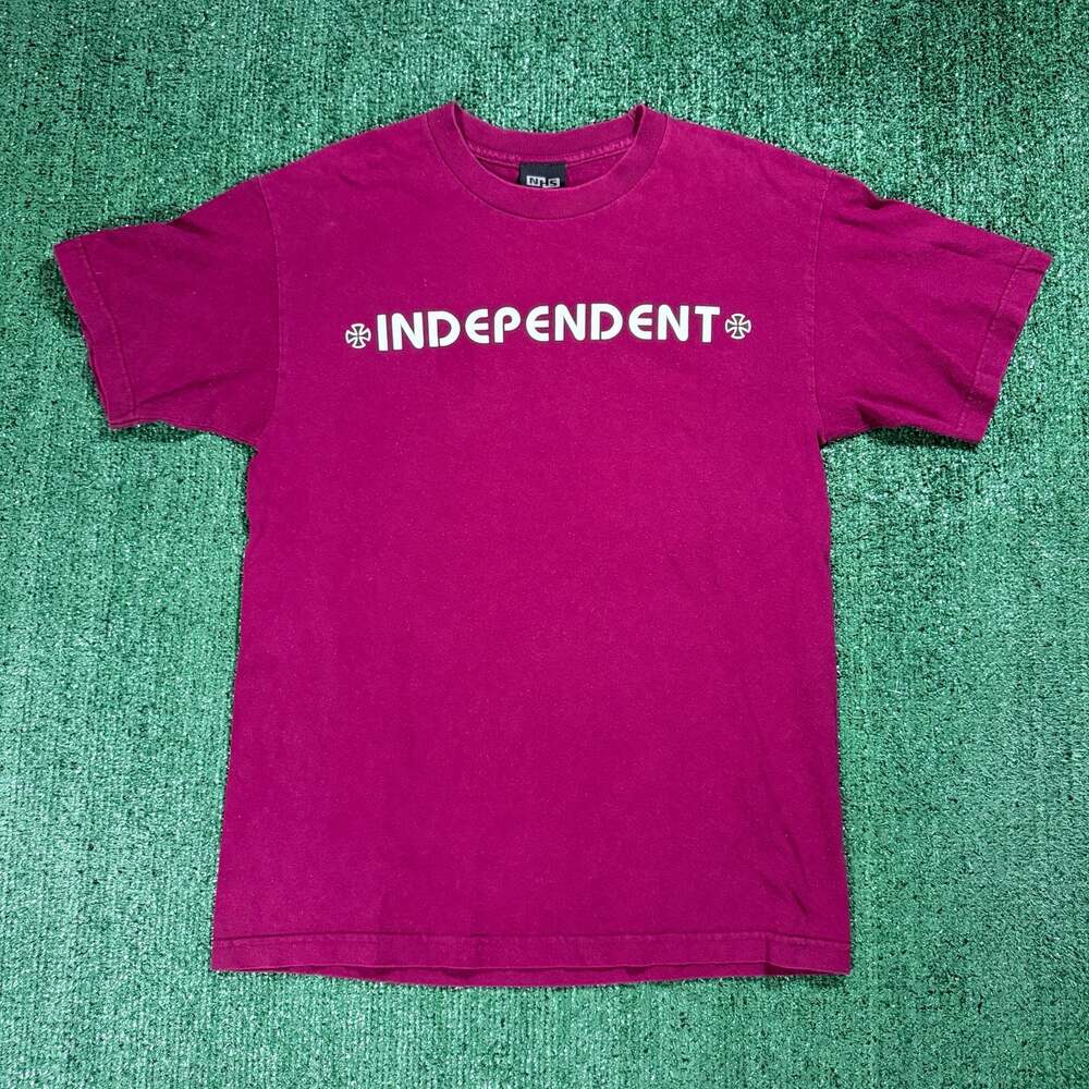 Mens Independent NHS T-Shirt Maroon Red Y2K Skateboard Tee Medium Skater